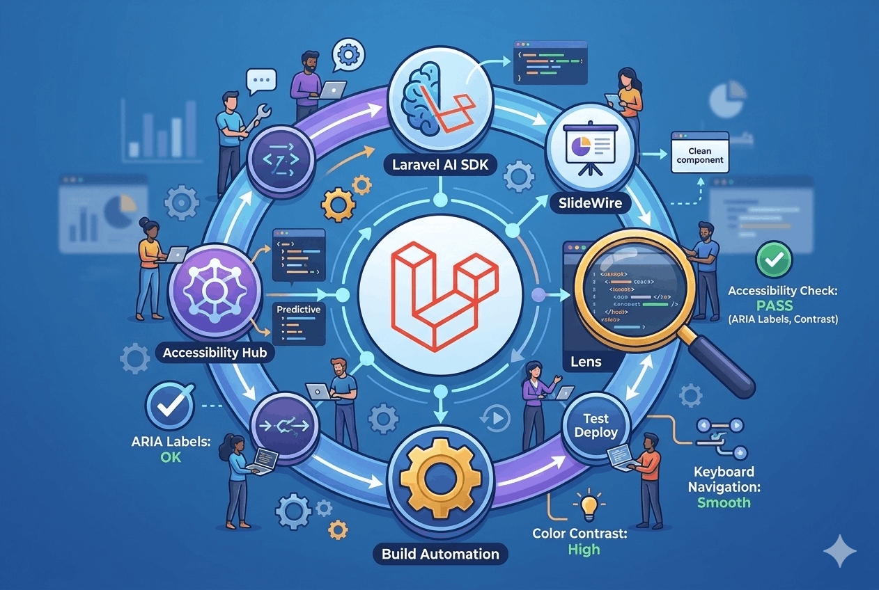 Image d'illustration pour Laravel 13, Laravel AI SDK, SlideWire, Lens Accessibility Tool, and New Developer Workflows